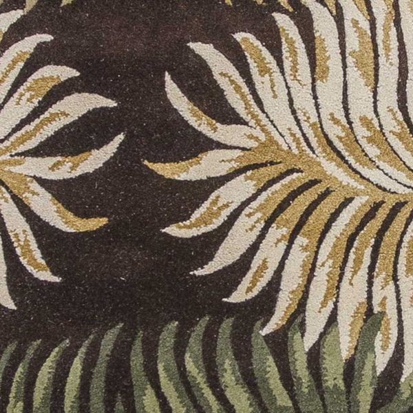 8' Espresso Brown Hand Tufted Tropical Leaves Indoor Runner Rug - Image 3