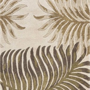 2' x 8' Natural Fern Leaves Wool Runner Rug