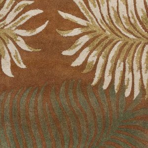 8' Rust Orange Hand Tufted Tropical Leaves Indoor Runner Rug