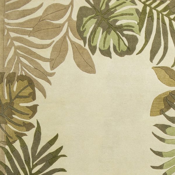 2' x 8' Ivory Leaves Bordered Wool Runner Rug - Image 3