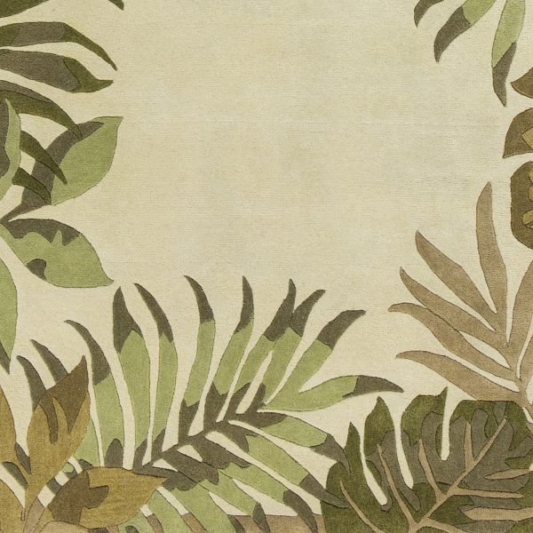 2' x 8' Ivory Leaves Bordered Wool Runner Rug - Image 4