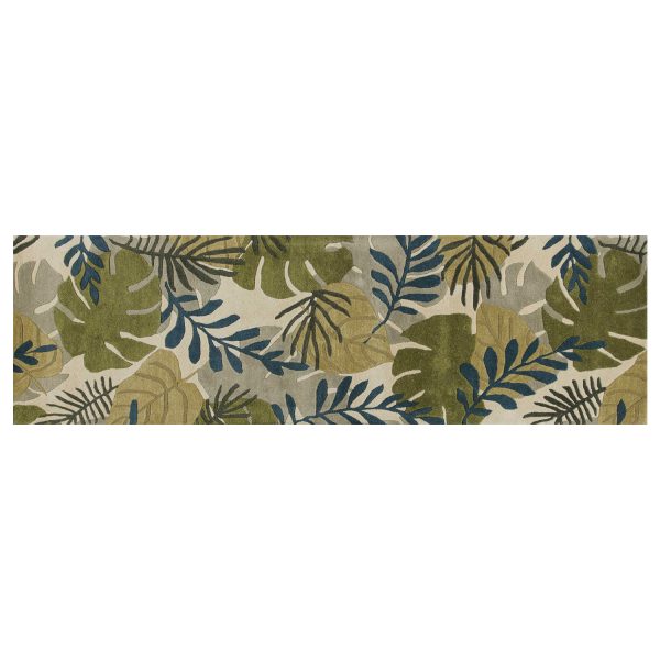 8' Ivory Hand Tufted Oversized Tropical Leaves Indoor Runner Rug - Image 2
