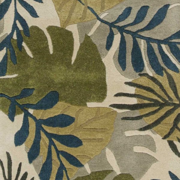 8' Ivory Hand Tufted Oversized Tropical Leaves Indoor Runner Rug - Image 3