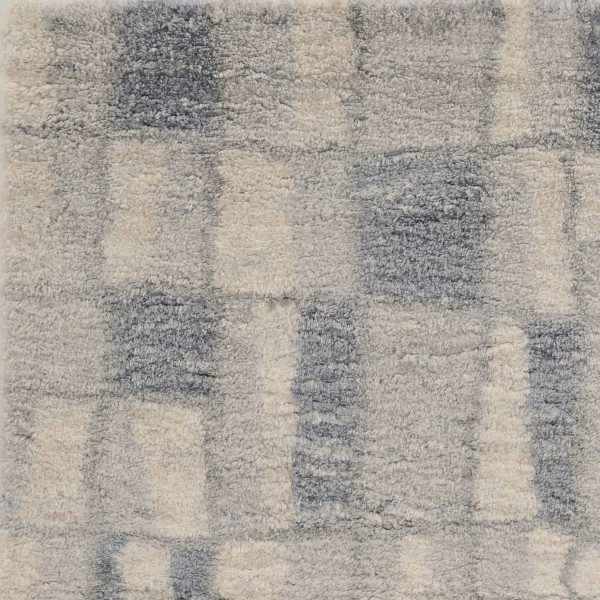 5'x8' Ivory Blue Machine Woven Abstract Blocks Indoor Area Rug - Image 3