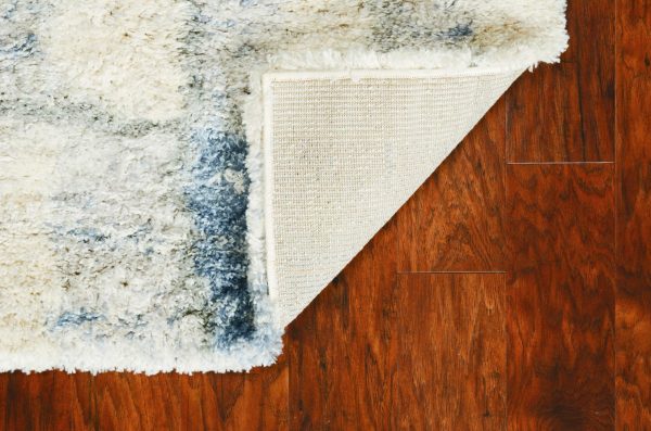 5'x8' Ivory Blue Machine Woven Abstract Blocks Indoor Area Rug - Image 4