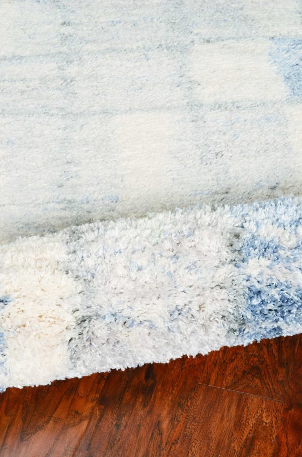 5'x8' Ivory Blue Machine Woven Abstract Blocks Indoor Area Rug - Image 5