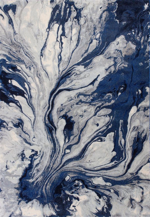 5' x 8' Blue Watercolor Indoor Area Rug - Image 3