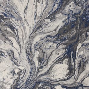 5'x8' Grey Machine Woven Abstract Watercolor Indoor Area Rug