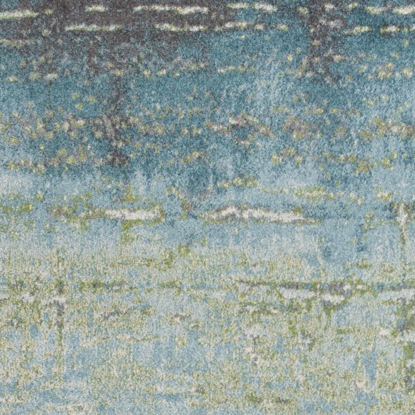 5' x 8' Blue or Green Abstract Indoor Area Rug - Image 2