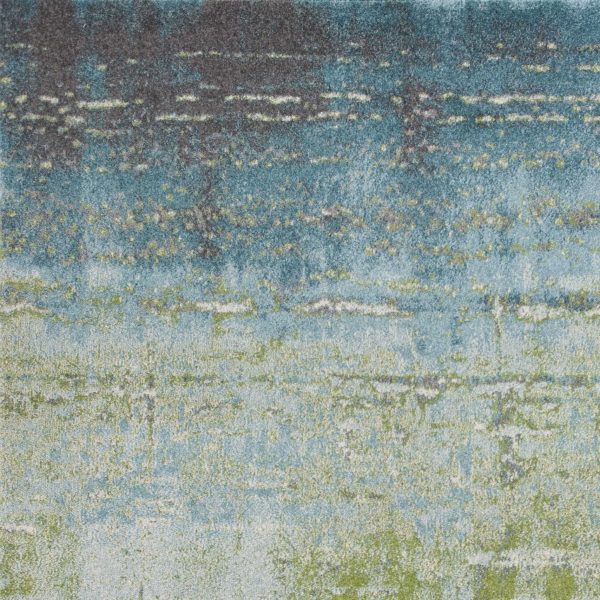 5' x 8' Blue or Green Abstract Indoor Area Rug - Image 3