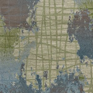5'x8' Green Blue Machine Woven Abstract Indoor Area Rug