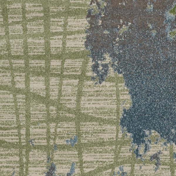 5'x8' Green Blue Machine Woven Abstract Indoor Area Rug - Image 2