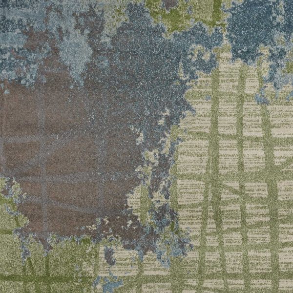 5'x8' Green Blue Machine Woven Abstract Indoor Area Rug - Image 3
