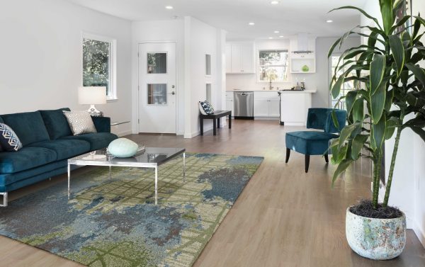 5'x8' Green Blue Machine Woven Abstract Indoor Area Rug - Image 5