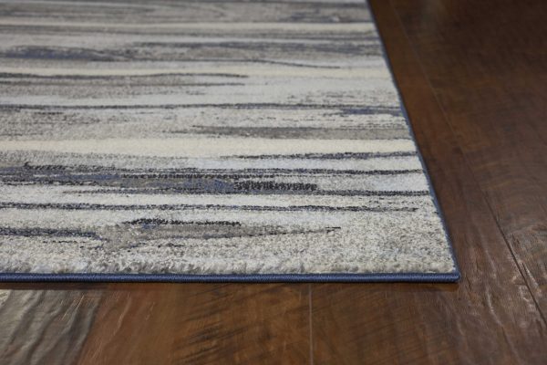 5'x8' Grey Machine Woven Abstract Brushstroke Indoor Area Rug - Image 4