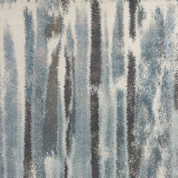5' x 8' Teal Abstract Brushstrokes Indoor Area Rug - Image 3