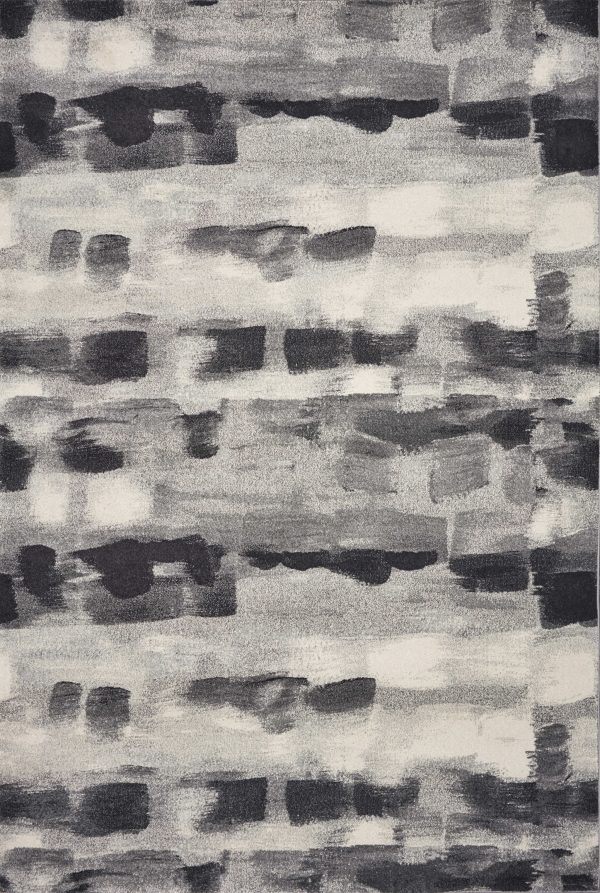 5'x8' Shades of Grey Machine Woven Abstract Brushstroke Indoor Area Rug