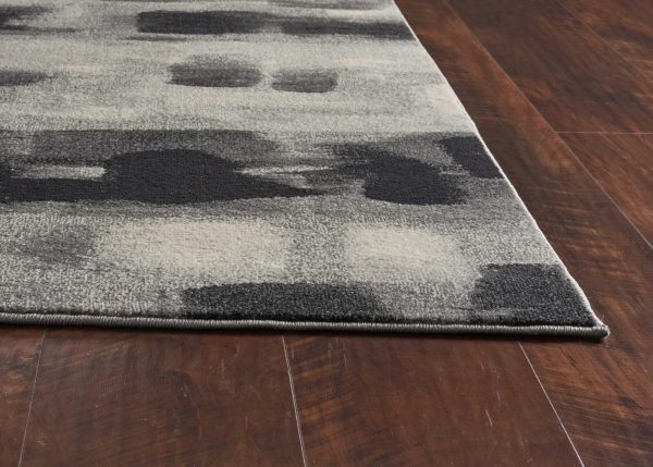 5'x8' Shades of Grey Machine Woven Abstract Brushstroke Indoor Area Rug - Image 4
