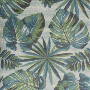 5' x 8' Teal or Green Tropical Leaves Indoor Area Rug
