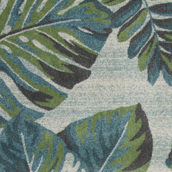 5' x 8' Teal or Green Tropical Leaves Indoor Area Rug - Image 2