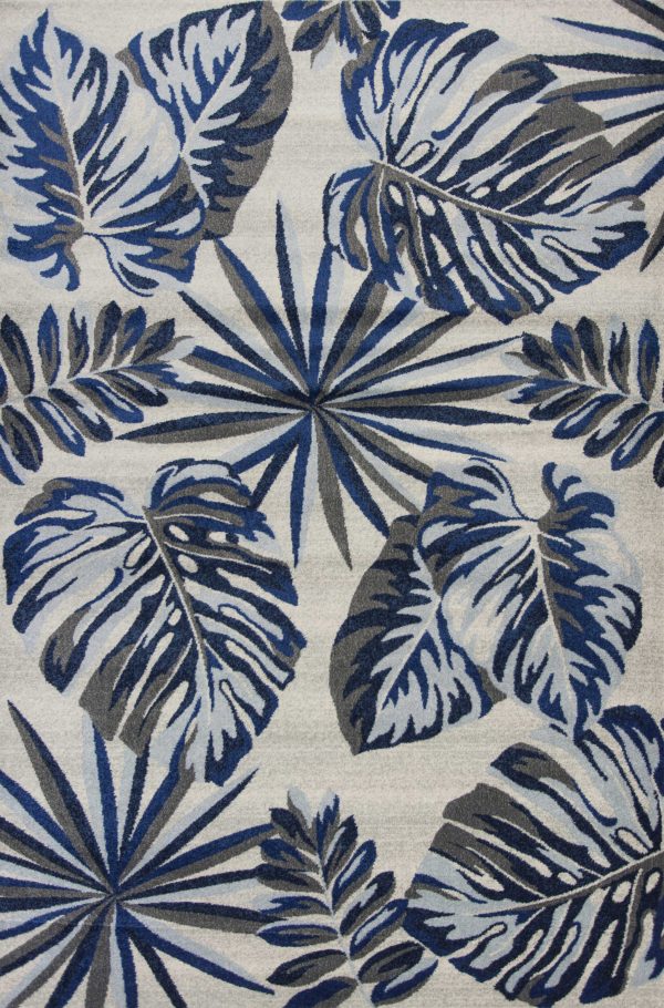 5'x8' Grey Blue Machine Woven Tropical Indoor Area Rug