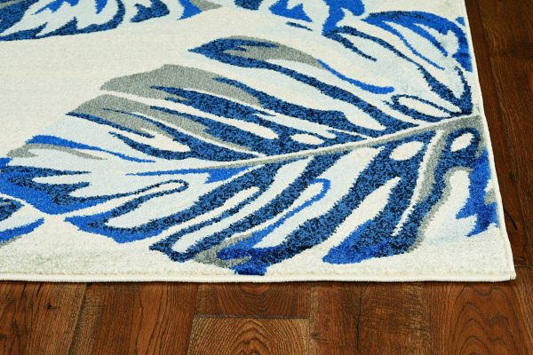 5'x8' Grey Blue Machine Woven Tropical Indoor Area Rug - Image 2