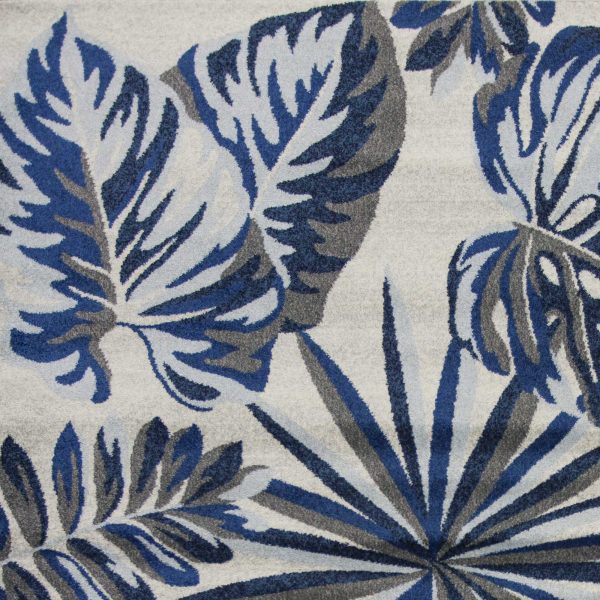 5'x8' Grey Blue Machine Woven Tropical Indoor Area Rug - Image 4