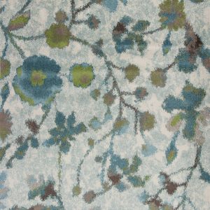 5'x8' Teal Blue Machine Woven Floral Indoor Area Rug
