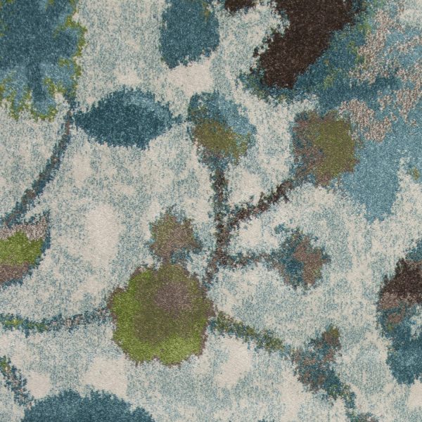 5'x8' Teal Blue Machine Woven Floral Indoor Area Rug - Image 3