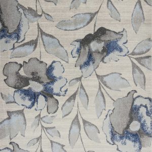 5' x 8' Grey or Blue Floral Indoor Area Rug