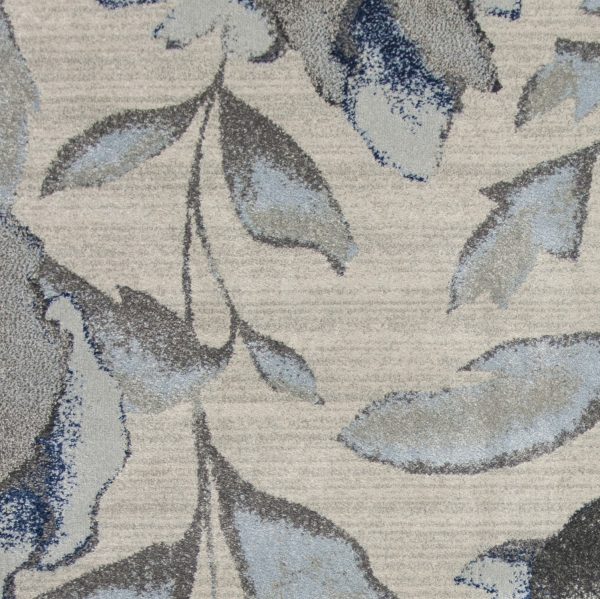 5' x 8' Grey or Blue Floral Indoor Area Rug - Image 2