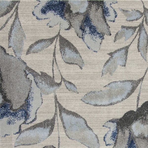 5' x 8' Grey or Blue Floral Indoor Area Rug - Image 3