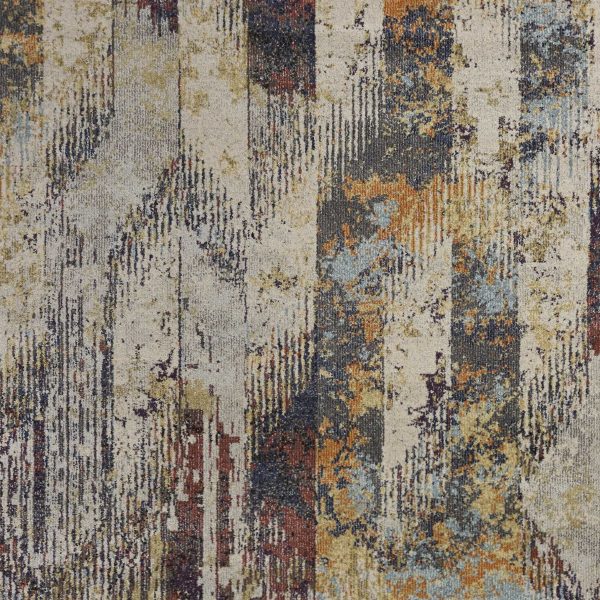 7' Round Champagne Abstract Indoor Area Rug - Image 4