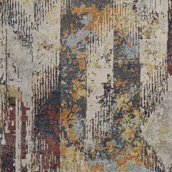 7' Round Champagne Abstract Indoor Area Rug - Image 5