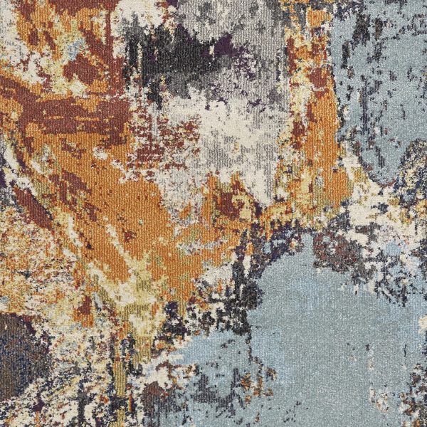 8' Beige Machine Woven Distressed Floral Traditional Round Indoor Area Rug - Image 4