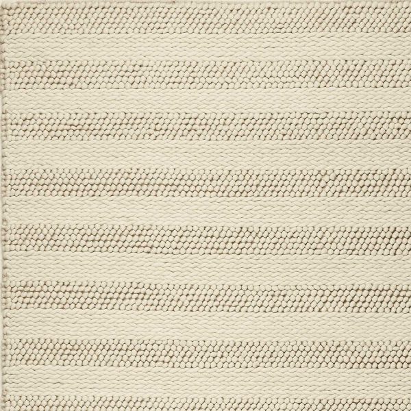 3'x5' White Ivory Hand Woven Knobby Cornish Stripe Indoor Area Rug - Image 3
