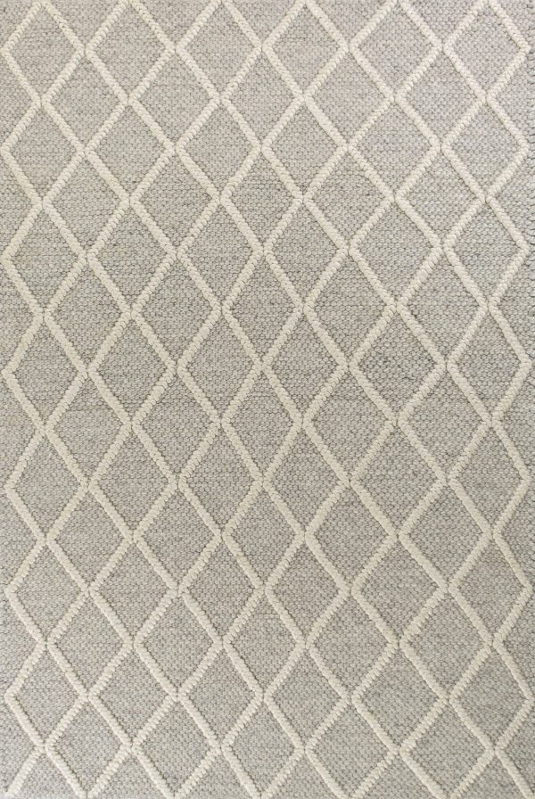 3' x 5' Grey Braided Diamonds Wool Indoor Area Rug