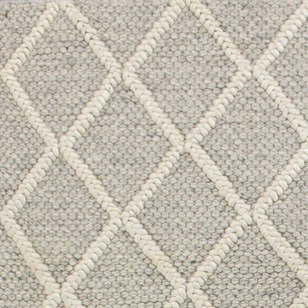3' x 5' Grey Braided Diamonds Wool Indoor Area Rug - Image 2