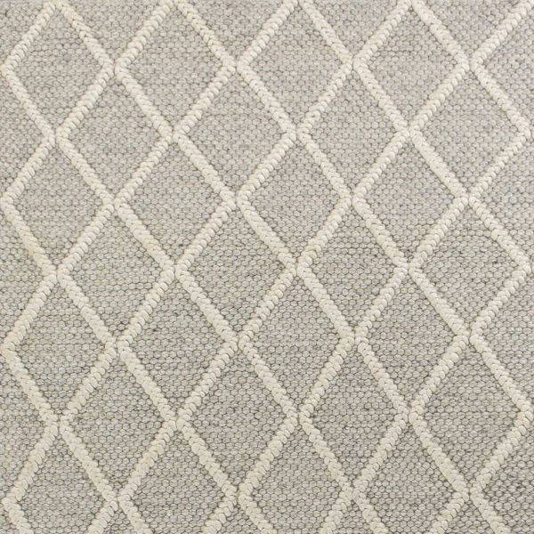 3' x 5' Grey Braided Diamonds Wool Indoor Area Rug - Image 3