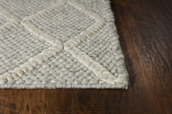 3' x 5' Grey Braided Diamonds Wool Indoor Area Rug - Image 4