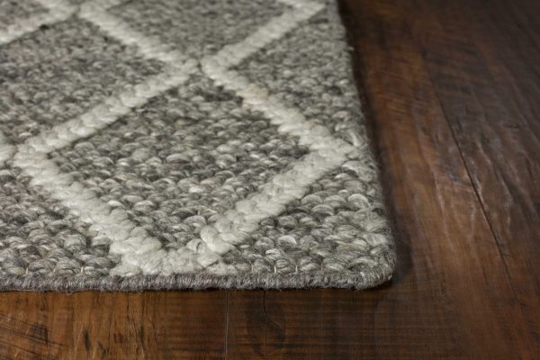 3'x5' Dark Grey Hand Woven Diamond Pattern Indoor Area Rug - Image 4