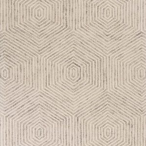 5' x 7' Ivory Geometric Hexagon Wool Indoor Area Rug