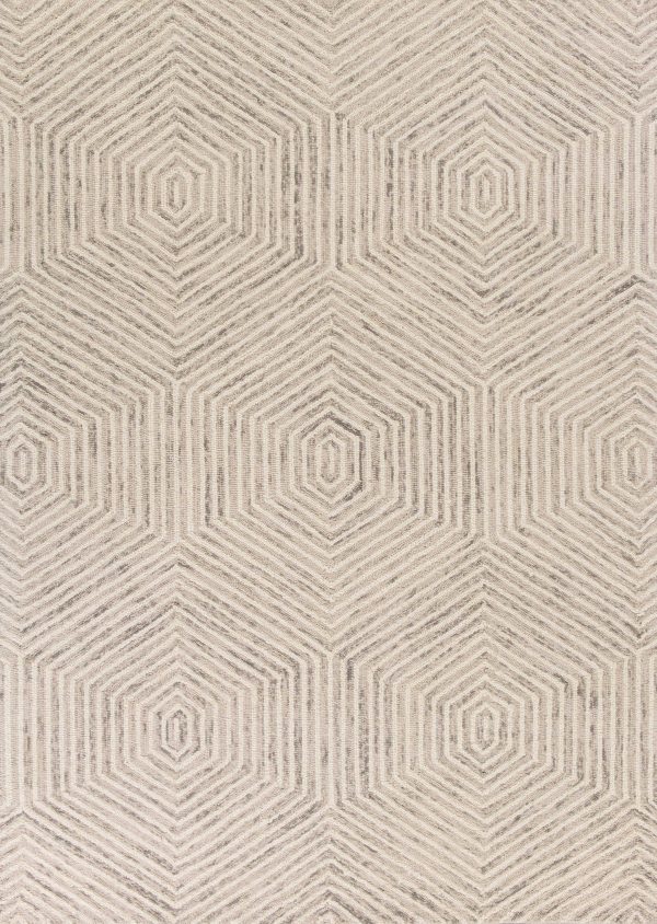 5' x 7' Ivory Geometric Hexagon Wool Indoor Area Rug
