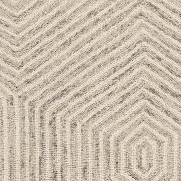 5' x 7' Ivory Geometric Hexagon Wool Indoor Area Rug - Image 2