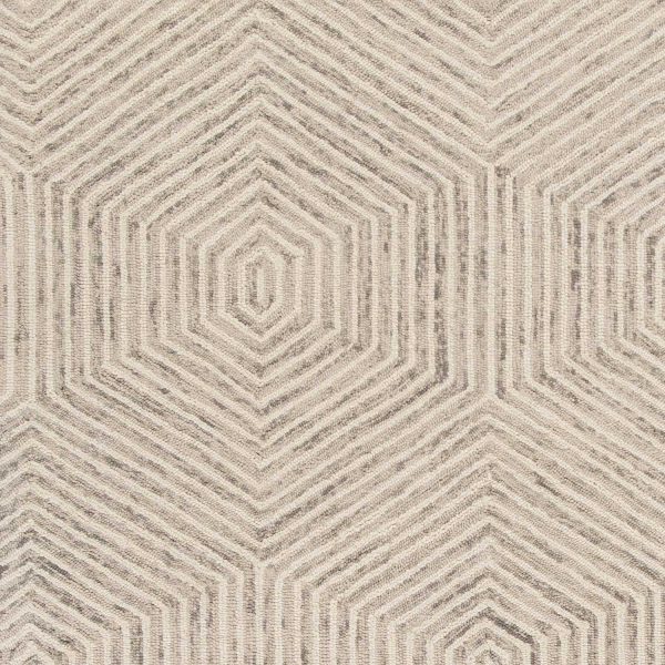 5' x 7' Ivory Geometric Hexagon Wool Indoor Area Rug - Image 3