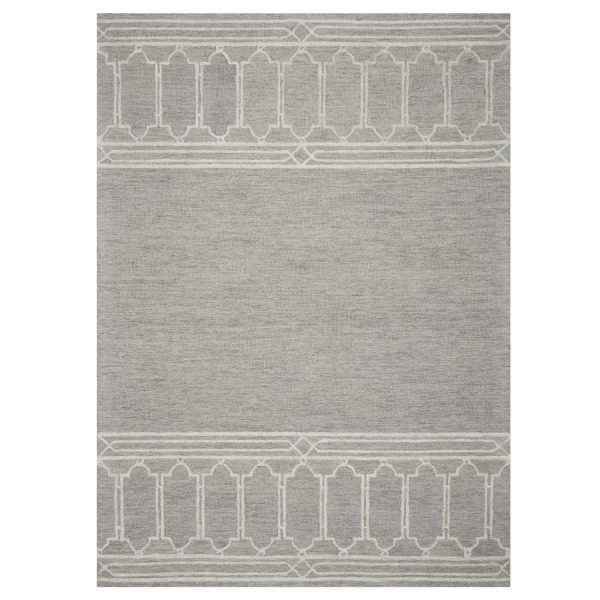 5' x 7' Grey Geometric Pattern Wool Indoor Area Rug - Image 2