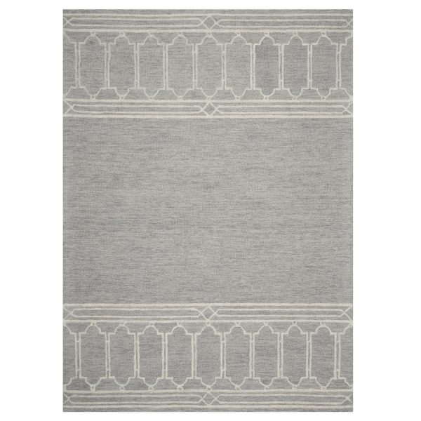 5' x 7' Grey Geometric Pattern Wool Indoor Area Rug - Image 4