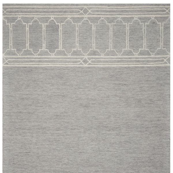5' x 7' Grey Geometric Pattern Wool Indoor Area Rug - Image 5