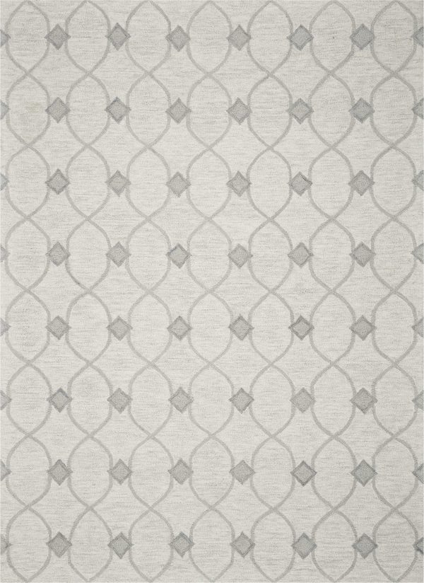 5'x7' Ivory Hand Tufted Wool Ogee Indoor Area Rug