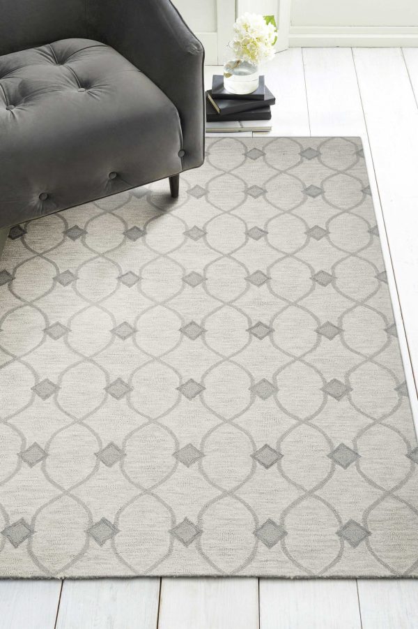 5'x7' Ivory Hand Tufted Wool Ogee Indoor Area Rug - Image 4